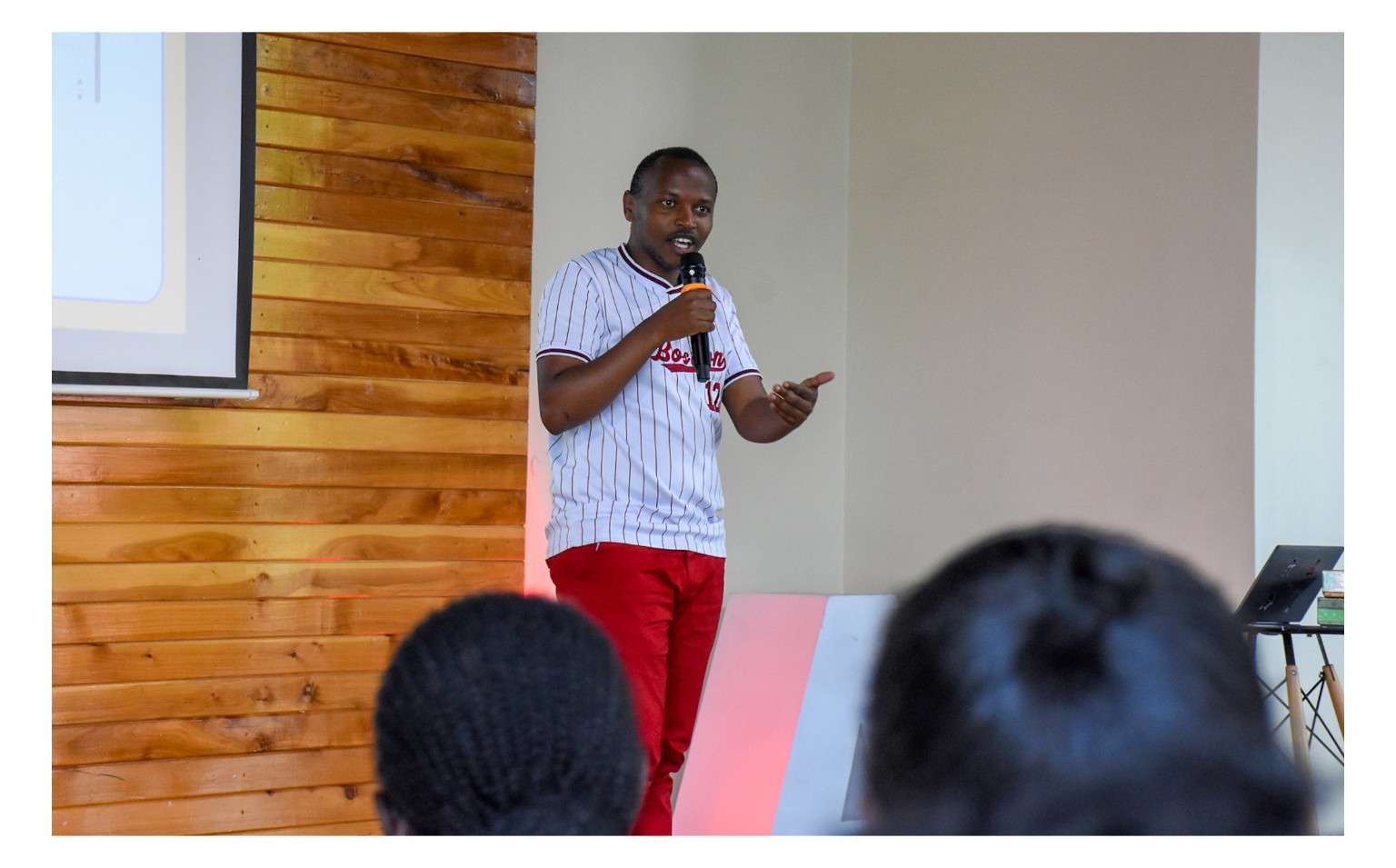 Daniel Kamau speaking to learners